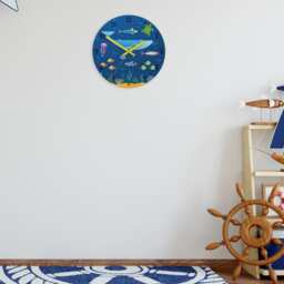 Children Wall Clock - Educational Ocean Clock, Wood Large , Shark, Turtle, Jellyfish, Sea Fish - thumbnail 3