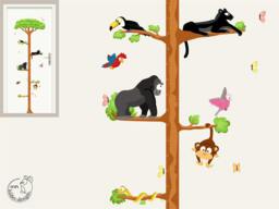 Jungle Growth Chart 170 cm, Jungle Tree Wall Sticker With Animals, Children's Room Sticker, Baby Room, Baby, Children - thumbnail 1