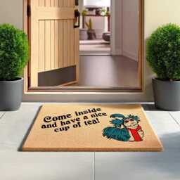 Come Inside & Have A Nice Cup Of Tea Doormat, New Home Gift, Housewarming Gift For Him & Her, Labyrinth Decor, Worm - thumbnail 3