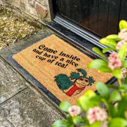 Come Inside & Have A Nice Cup Of Tea Doormat, New Home Gift, Housewarming Gift For Him & Her, Labyrinth Decor, Worm - thumbnail 1