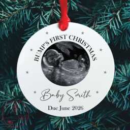 Personalised Bumps First Christmas Tree Decoration Bauble - Baby Scan Pregnancy Announcement Bump Xmas - thumbnail 1