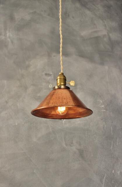 Copper Cone Shaded Pendant Light - Vintage Industrial Hanging Ceiling Lamp Chandelier - image 1