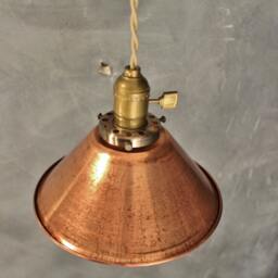 Copper Cone Shaded Pendant Light - Vintage Industrial Hanging Ceiling Lamp Chandelier - thumbnail 3