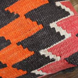 Vintage Kilim Pillow Cover - Handwoven Wool, Boho Zigzag Design - 50cm - thumbnail 3