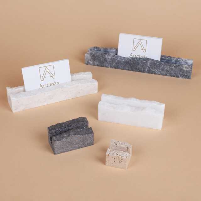 Travertine Card Holder With 10mm Wide Slot, Business Holder, Rustic & Sign Multiple Name Tag - image 1