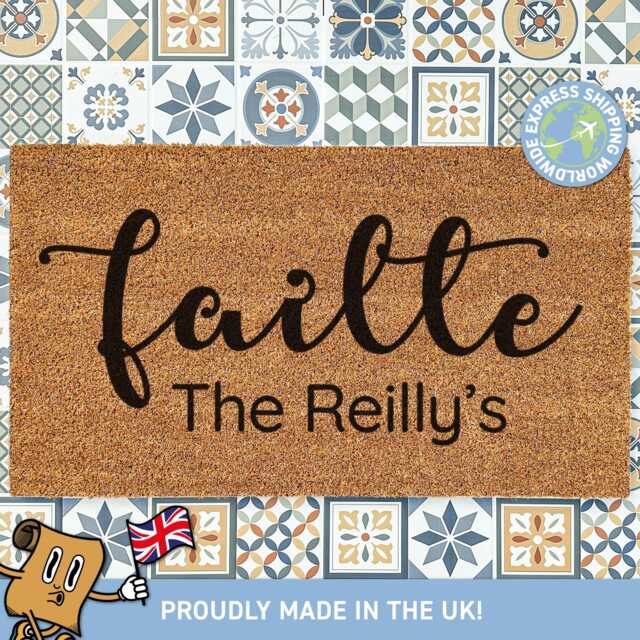Irish Welcome Doormat, Personalised Mat, F??ilte, Greeting Rug, Bespoke Gift For Them, Unique - image 1