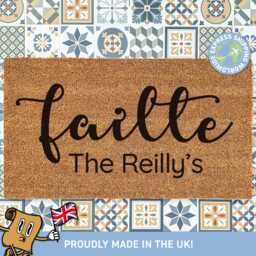 Irish Welcome Doormat, Personalised Mat, F??ilte, Greeting Rug, Bespoke Gift For Them, Unique - thumbnail 1