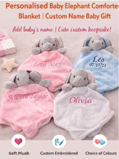 Personalised Embroidered Comforter - Custom Name Baby Shower Gift Newborn Keepsake Present - image 1