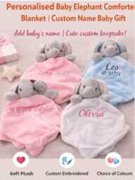 Personalised Embroidered Comforter - Custom Name Baby Shower Gift Newborn Keepsake Present