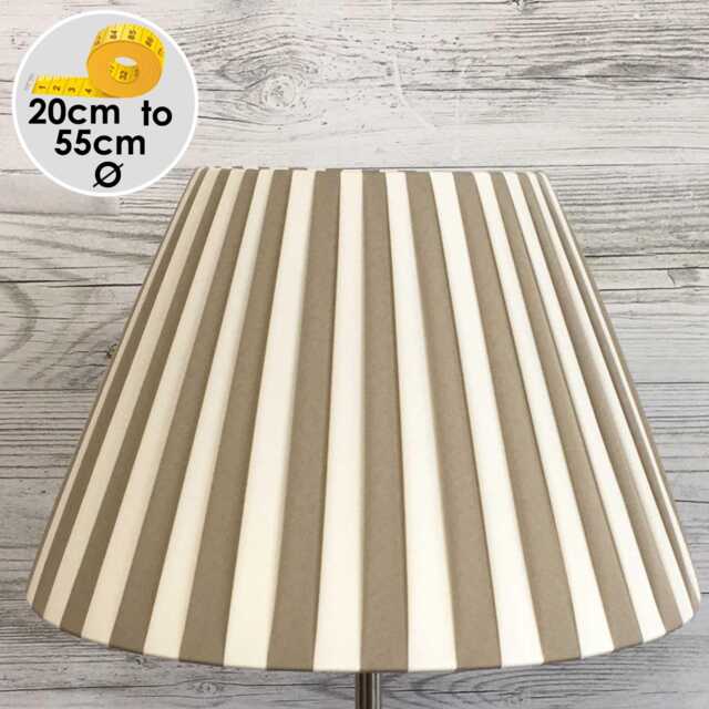 Cream & Taupe Pleated Lampshade, Table Lamp Shade, Neutral Striped Light Shade , Bedside Standard & Floor Lampshades - image 1