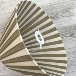 Cream & Taupe Pleated Lampshade, Table Lamp Shade, Neutral Striped Light Shade , Bedside Standard & Floor Lampshades - thumbnail 2