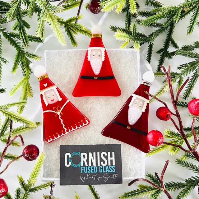 Fused Glass Santa Claus Christmas Tree Decoration, Decoration Gift - image 1