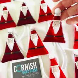Fused Glass Santa Claus Christmas Tree Decoration, Decoration Gift - thumbnail 2