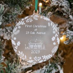 Personalised 1st Christmas in Our New Home Bauble Frosted Acrylic - thumbnail 1
