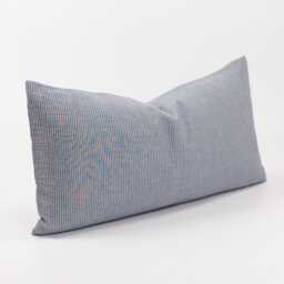 Blue Striped Lumbar Pillow Cover, Nautical Linen Cotton Cushion - thumbnail 3