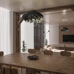 Birch Plywood Pendant Light - Modern Wood Chandelier, The Circus 600 - thumbnail 2