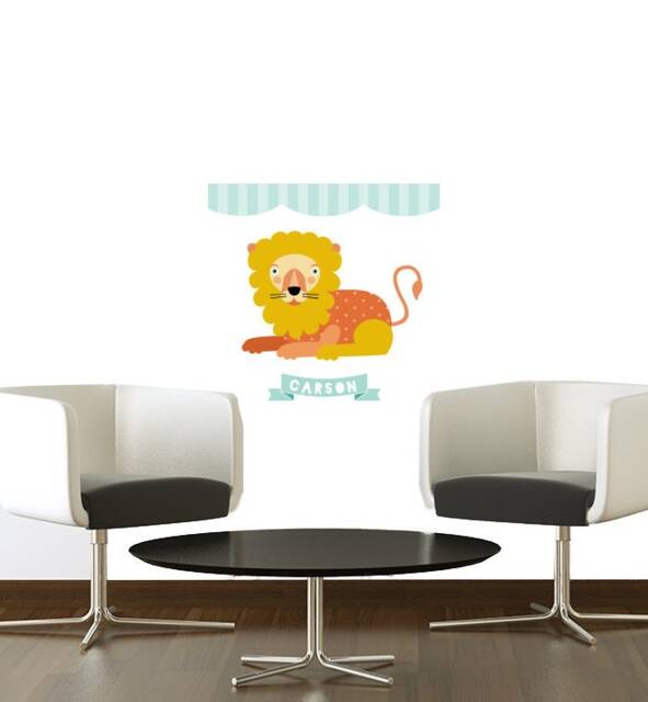 Carson The Circus Lion Wall Sticker Decal - Nursery Stickers, Animal Decals, Home Decor, Baby Room, Art, Girl, Boy