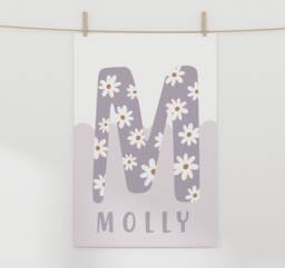 Flower Personalised Initial Print, Unframed Poster, Girl Nursery Decor, Daisy Playroom Prints - thumbnail 1