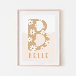 Flower Personalised Initial Print, Unframed Poster, Girl Nursery Decor, Daisy Playroom Prints - thumbnail 3
