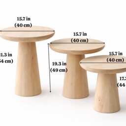 Solid Basswood(Linden Mushroom Side Table -Pedestal Stool - Minimalist Natural Wooden Accent - thumbnail 4