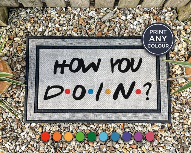 How You Doin Doormat - Friends Joey Tribbiani Funny Quote 90's Tv Show Custom Coir Mat Fandom - image 1