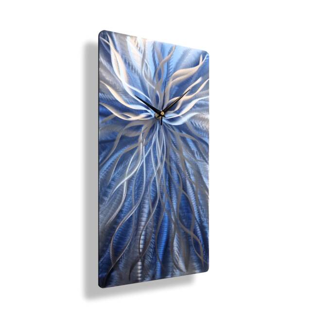"Navy Blue Metal Wall Clock Modern Art Sculpture - " - image 1