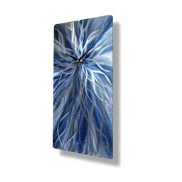 "Navy Blue Metal Wall Clock Modern Art Sculpture - " - thumbnail 2