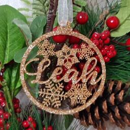 Snowflake Name Christmas Tree Decoration/Hanger Ornament Bauble, Stocking Filler Gift, Add Any Or Family Name, Many Colours