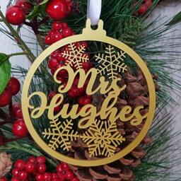 Snowflake Name Christmas Tree Decoration/Hanger Ornament Bauble, Stocking Filler Gift, Add Any Or Family Name, Many Colours - thumbnail 2
