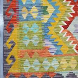 Multicolour Rug, Handmade Artisan Afghan Turkish Scandinavian Navajo Bohemian Flatweave Wool Kilim 152x104 cm - thumbnail 4