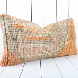 Vintage Turkish Kilim Lumbar Pillow Cover 12x24 Inch, Handmade - thumbnail 3
