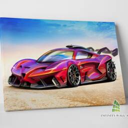 Colourful Super Sports Car Canvas Art Wall Print Race Picture Home Decor - thumbnail 2