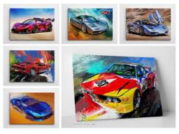 Colourful Super Sports Car Canvas Art Wall Print Race Picture Home Decor - thumbnail 1