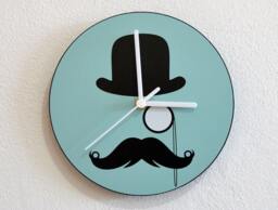 Hipster Hat Moustache - Wall Clock - thumbnail 1