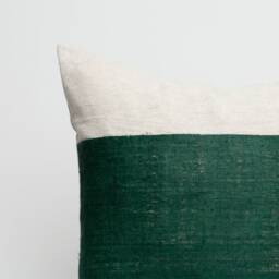 Hmong Hill Tribe Hemp Pillow Cover - Green Stripe, Rustic Texture - 20x20 - thumbnail 2