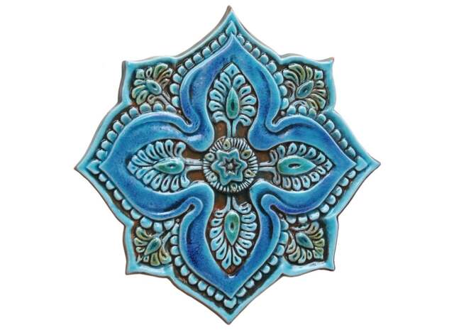 Mandala Wall Art With Spiritual Design, Meditation Art, Gift Yoga For Deco, Tile, #5 Cutout 27, 5cm Turquoise - image 1