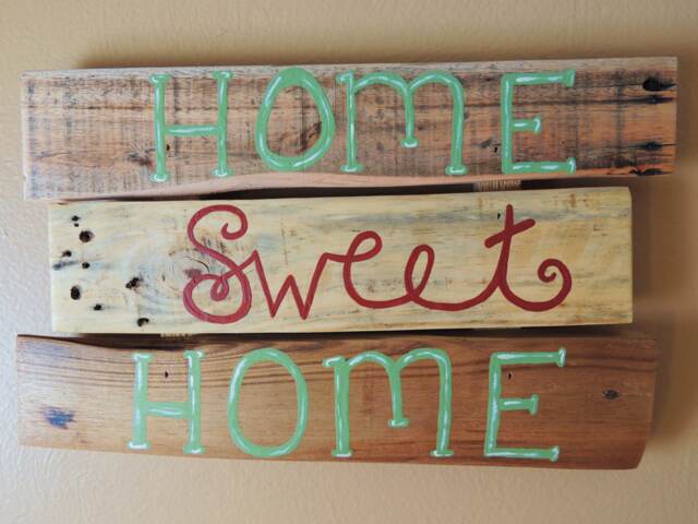 Home Sweet Pallet Wood Sign Small Country Decor Wall Hanging Rustic Sage Green - image 1