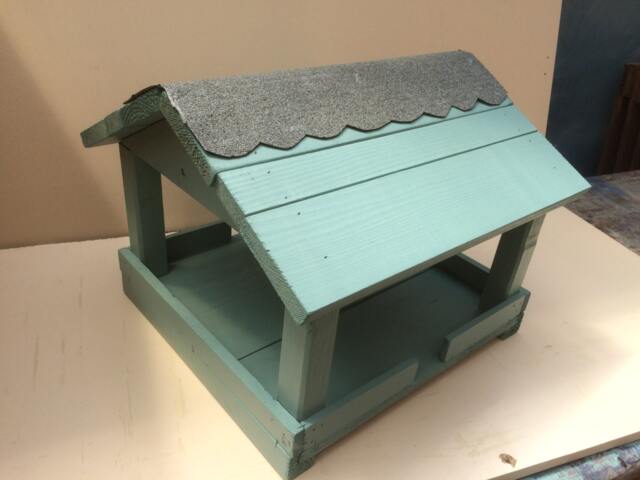 Garden Bird Feeder Table - Hand Made & Painted in Pastal Colours Sea Grass - image 1
