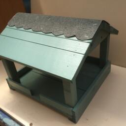 Garden Bird Feeder Table - Hand Made & Painted in Pastal Colours Sea Grass - thumbnail 3