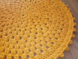 Handmade Chunky Cotton Crochet Round Rug, Yellow Nursery Rug - thumbnail 1