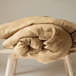 Linen Duvet Cover in Almond, Washed Linen Bedding, Comforter Queen King California Sizes - thumbnail 2