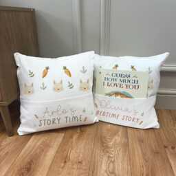 Personalised Easter Story Book Cushion - Gifts Decor Bedtime Pillow Bunny - thumbnail 1