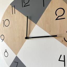 Wooden Wall Clock With Numbers Large Modern Mid-Century Art Minimalist Decor in White & Gray - thumbnail 2