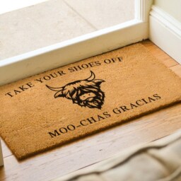 Highland Cow Doormat Funny - Moo-Chas Gracias Western Style Decor Country Living Cute Farmhouse - thumbnail 2