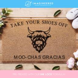 Highland Cow Doormat Funny - Moo-Chas Gracias Western Style Decor Country Living Cute Farmhouse - thumbnail 1