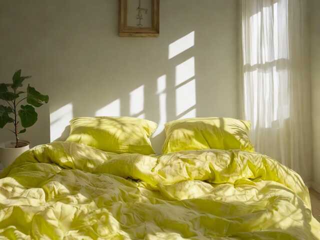 Lemon Linen Bedding Set Rustic Duvet Cover & 2 Pillowcases Soft Medium Weight Bedding, Stonewashed Comfort - image 1