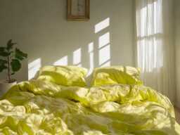 Lemon Linen Bedding Set Rustic Duvet Cover & 2 Pillowcases Soft Medium Weight Bedding, Stonewashed Comfort - thumbnail 1