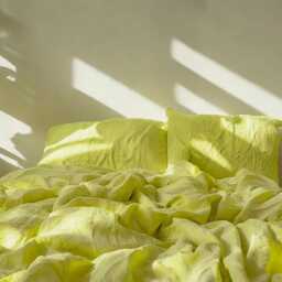 Lemon Linen Bedding Set Rustic Duvet Cover & 2 Pillowcases Soft Medium Weight Bedding, Stonewashed Comfort - thumbnail 4