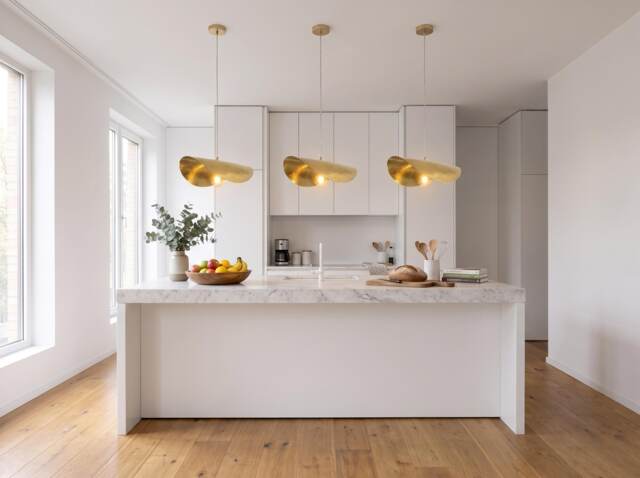 Moroccan Brass Pendant Light - Hammered Half-Moon Kitchen Island Lamp - image 1
