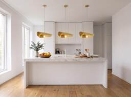 Moroccan Brass Pendant Light - Hammered Half-Moon Kitchen Island Lamp